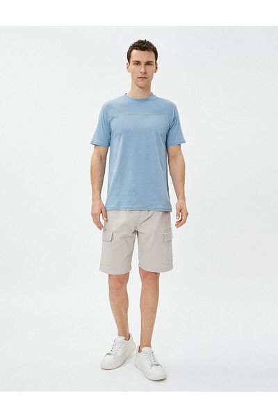 Koton Blocked T-Shirt Crew Neck Short Sleeve Stitching Detail