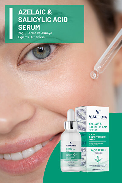 Viaderma Akne ve Siyah Nokta Karşıtı Azelaik ve Salisilik Asit Serum, Yağlı Ciltler
