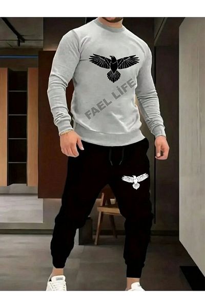 FAEL LİFE Σετ ανδρικής φόρμας - Eagle Printed, Unisex Seasonal