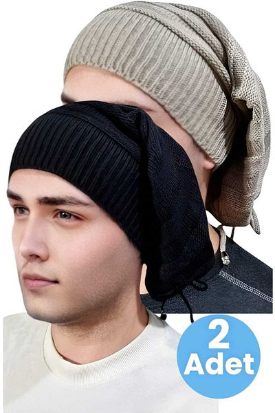Trenderrs Σετ 2 ανδρικά χειμωνιάτικα πλεκτά πλεκτά Beanie και γιακάς λαιμού