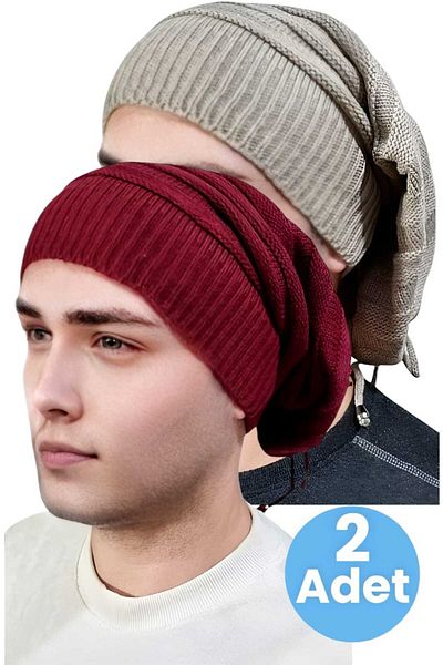 Trenderrs Σετ 2 ανδρικά χειμωνιάτικα πλεκτά πλεκτά Beanie και γιακάς λαιμού