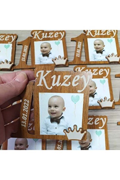 ELF REKLAM 1 Yaş Resim Magnet Ahşap Magnet Yeni Doğan Magnet 10 adet