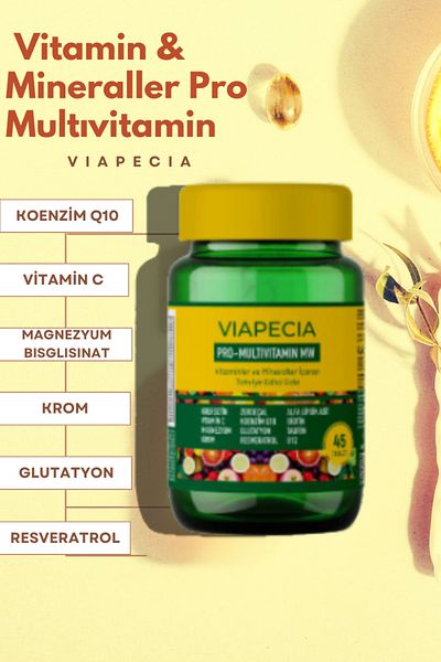 Viapecia Multivitamin & Mineral Supplement 45 Tablets - Vitamin C Magnesium