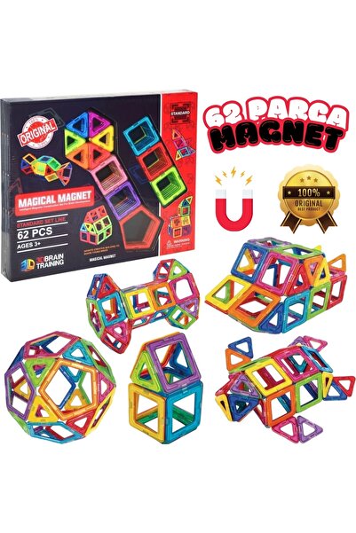 Doğan Oyuncak Dünyası Original Magical Magnet 62 Pieces Magnetic Lego - Magnetic Magical Magnet - Magnetic Lego - Magnet