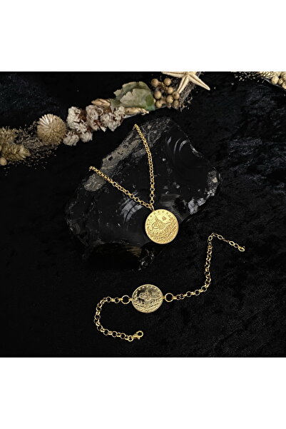 Sima Silver Gümüş Tasarım Osmanlı Tuğralı Para Kolye Bileklik Takı Set