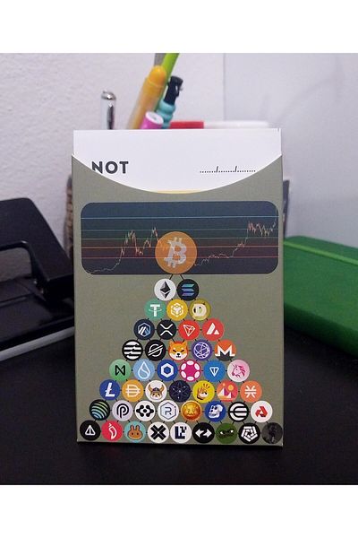 Ayal Ticaret Bitcoin and Altcoin Themed 80's Do Not Forget Note Card Boxed Desktop Upright Memo Pad