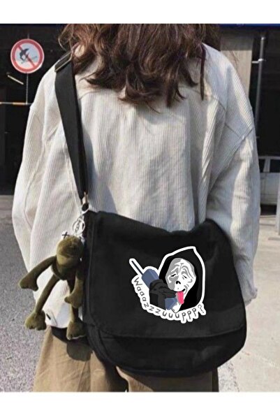 1blood حقيبة ماسنجر سوداء مطبوعة للجنسين من Waazzzuupp