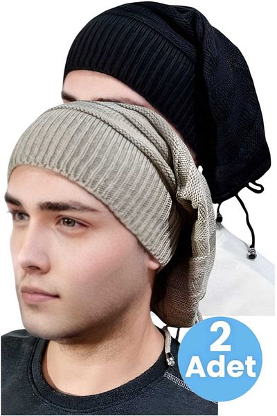 Trenderrs Σετ 2 ανδρικά χειμωνιάτικα πλεκτά πλεκτά Beanie και γιακάς λαιμού