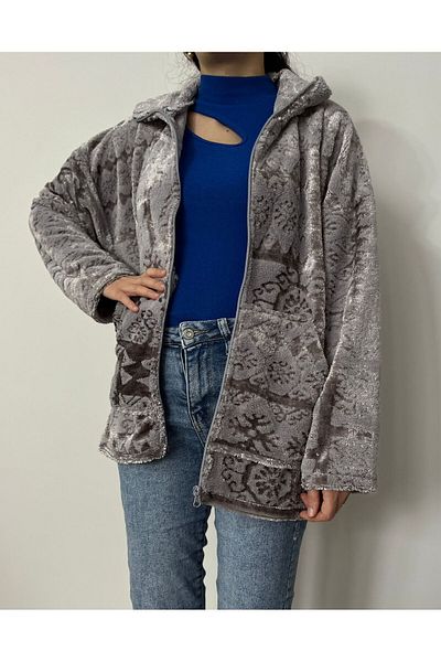 520CK Women's Zippered Pocket Oversize Jacket