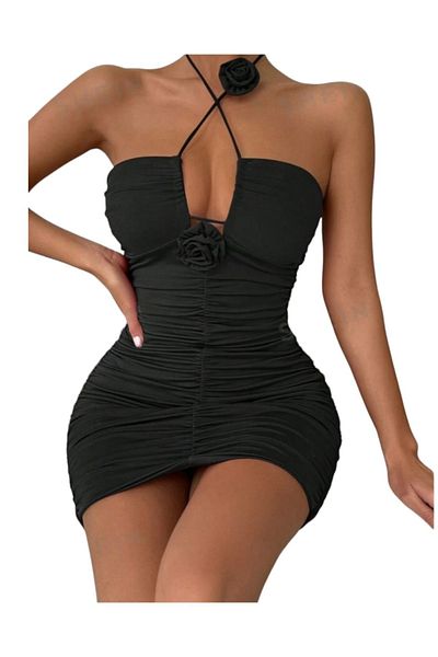 Rosy Live in style Rose Detailed - Side Gathered Bodycon Φόρεμα