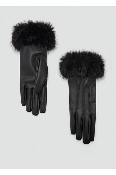 MANGO Woman Combined Furry Gloves