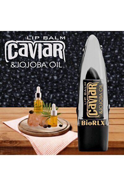 BioRLX Dudak Balmı Aloe Vera Jojoba Yağı, Havyar Dolgun Görünümlü Korumalı Renksiz Dudak Bakım 3,5 G