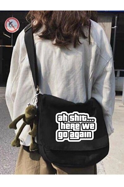 1blood Μαύρη GTA Ah Shit Here We Go Again Τυπωμένη Unisex τσάντα Messenger με...