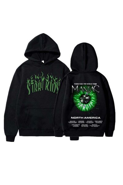 Touz Moda Φούτερ K-Pop Stray Kids Maniac Μαύρη κουκούλα με κουκούλα
