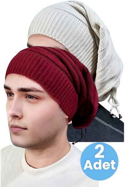 Trenderrs Σετ 2 ανδρικά χειμωνιάτικα πλεκτά πλεκτά Beanie και γιακάς λαιμού