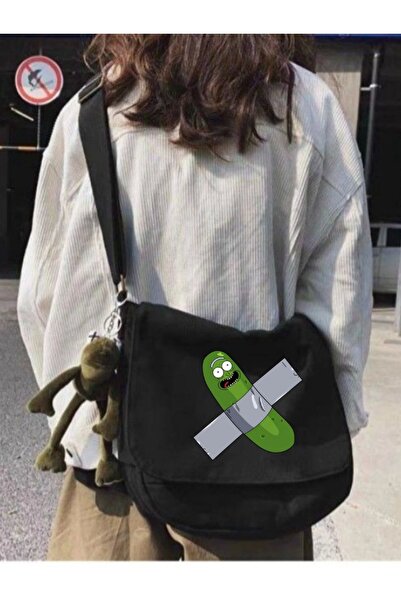 1blood Μαύρη τσάντα αγγελιοφόρου Unisex με στάμπα Pickle Rick