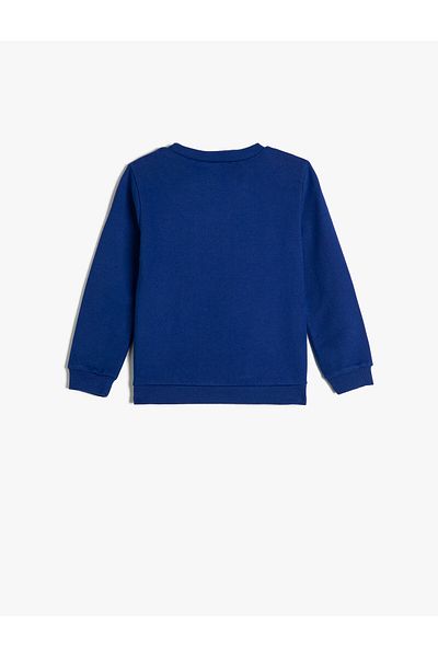 Koton Sweatshirt Dinosaur Printed Crew Neck Long Sleeve Raised Cotton