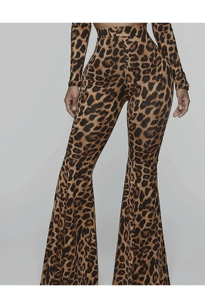Rosy Live in style High Waist Leopard Print Strapless Crop Set - Spanish Paca Leggings