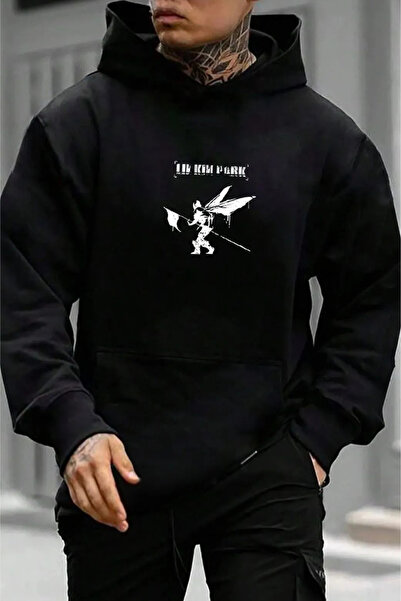 Wish BF سويت شيرت بغطاء للرأس مطبوع باللون الأرجواني للرجال من لينكين بارك