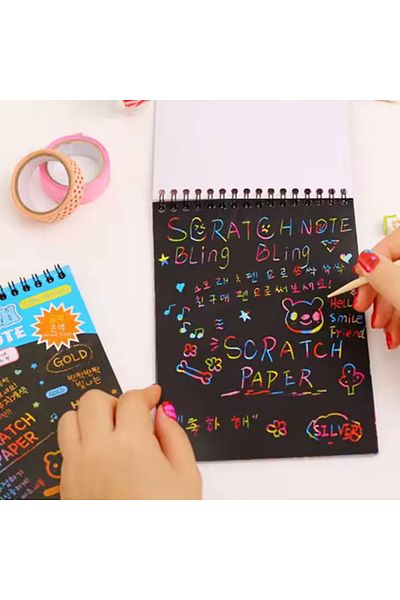 NaSaDAN Caiet de note Magic Scratch A5 cu frunze negre