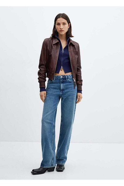 MANGO Woman Cardigan scurt cu fermoar