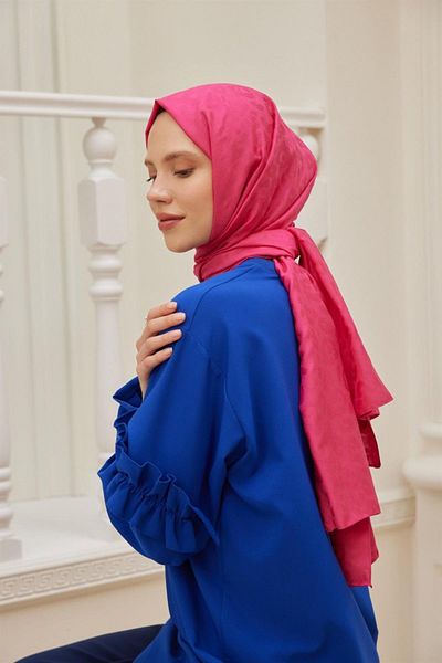 QUM İPEK Leopard Print Italian Jacquard Shawl - Fuchsia
