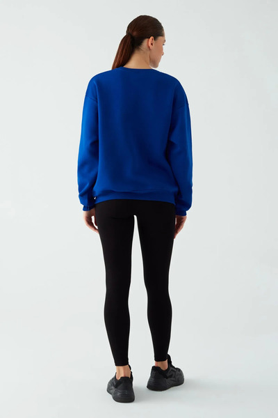 Wish BF Hanorac brodat supradimensionat pentru femei, guler rotund în polar p...