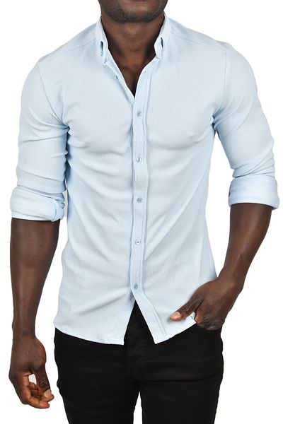 DeepSEA Cămașă cu mânecă lungă, slim fit, din țesătură lycra, albastru gheață 2500805
