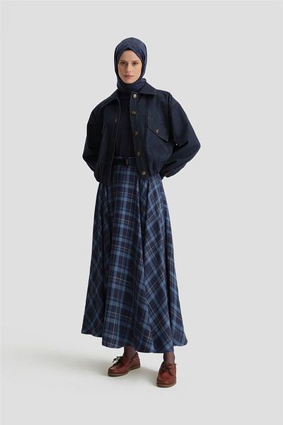 Armine Navy Blue Bomber Jacket - 24K5704 Model