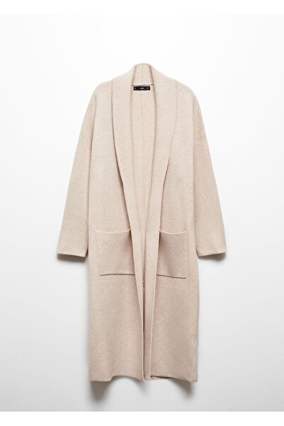 MANGO Woman Πλεκτό παλτό oversize με τσέπες