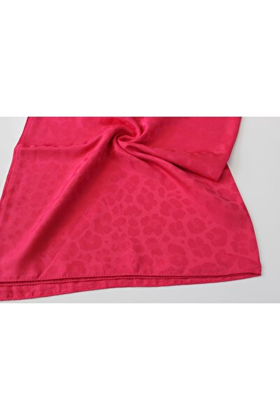 QUM İPEK Ιταλικό ζακάρ σάλι με σχέδιο λεοπάρ - φούξια
