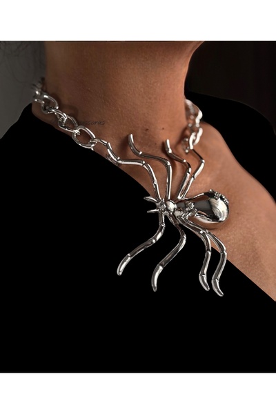 neslyaccessories Rodyum Örümcek Kolye