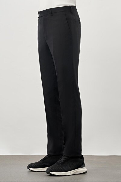 İmza Black Straight Cloth Foot Stretchy Side Pocket Slim Fit Classic Pants 1003245207 _001