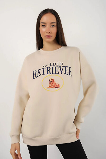 Wish BF Γυναικείο φούτερ Golden Retriever με τύπωμα Crew Neck oversized
