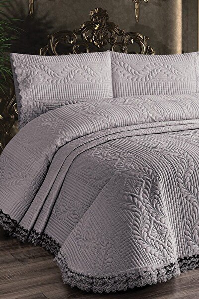 Çt Çeyizci Tekstil Bade Double Bedspread, Bed Set - Gray (BEDDING SET)