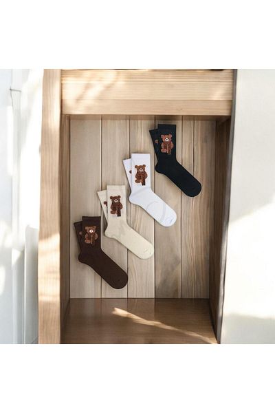 Mono Socks 4-Piece Plush Teddy Bear Bear Socks