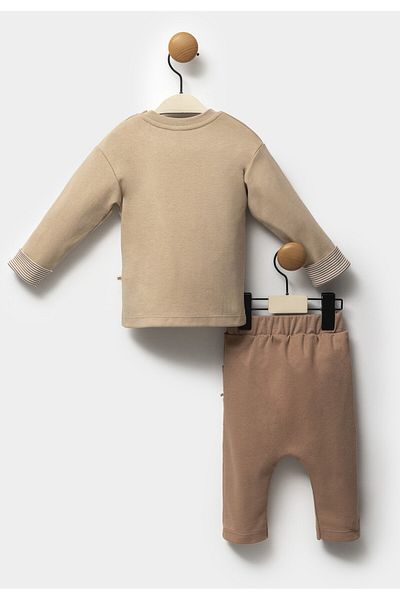 Moi Noi Baby Boy Set - 100% Cotton, Cropped Pattern, Brown Color
