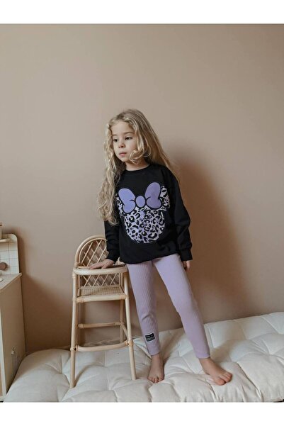 hira kids collection KIZ ÇOCUK LEOPAR MİNNİE BASKILI TAYTLI ALT ÜST TAKIM