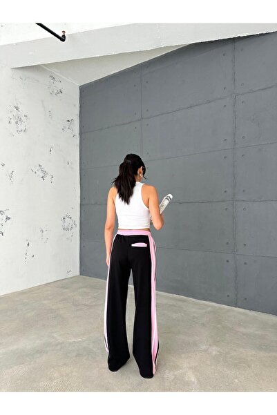 Zeo Basic PŘEDNÍ LEDOVĚ MODRÉ DŽÍNY ZADNÍ 3 PŘÍZENÉ BAGGY KALHOTY S RŮŽOVÝMI STUŽKAMI NA BOCÍCH ELASTICKÝM PASU