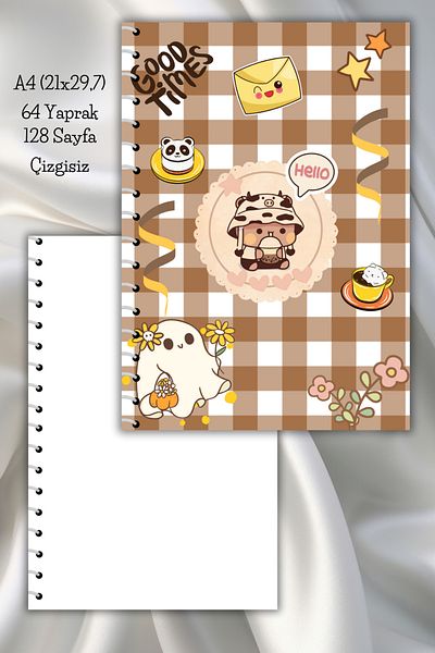 daily notebook Good Times Kawaii School Notebook - 64 Sheets, Unlined, A4 (21x29.7 cm)