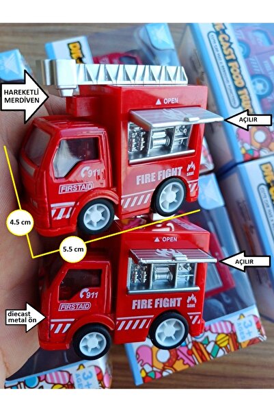 OYUNCAKSAHİLİ itfaiye Araçları Demir Ön Kırılmaz Oyuncak Metal 6 Adet itfaye ...