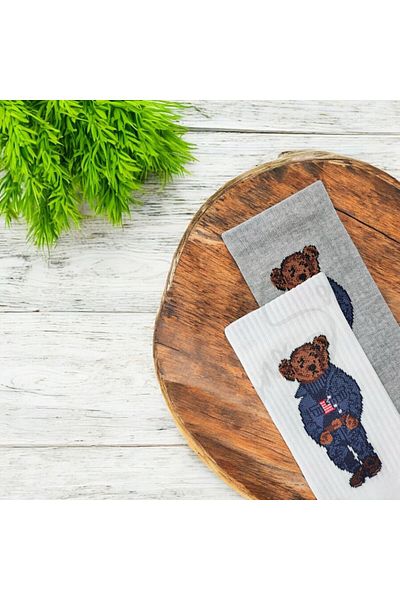 Mono Socks - Pack of 2 Blue Jacket Teddy Bear Tennis Socks
