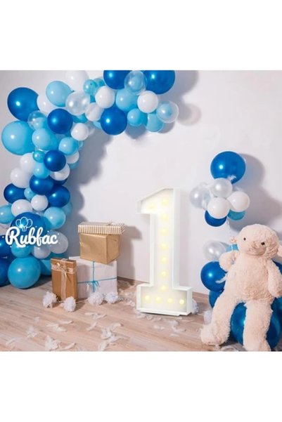 BALON DİYARI 10Pcs Navy Blue Light Blue Transparent Balloon with White Confetti , Metallic Pastel Mixed Quality Balloon Set