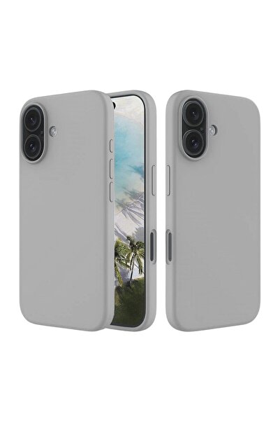 HANPORIUM Apple iPhone 16 Compatible Silicone Case - Pastel Tint Flexible Full Protection Cover - Gray