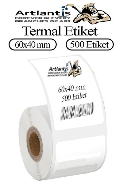 Artlantis 60x40 mm Barkod Etiketi Yapışkanlı 1 Adet Rulo Etiket Termal Barkot...
