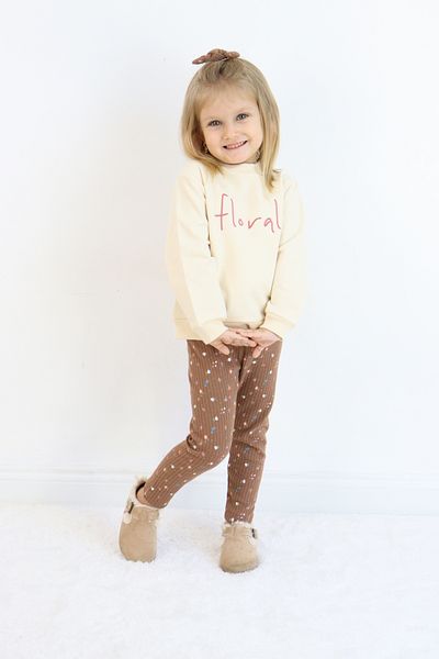 Pijamella Girls' Embroidered 2-Piece Set Oversize Sweatshirt Top-Lycra Leggings