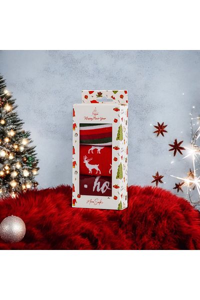 Mono Socks - Box of 3 Deer Hoho Patterned Christmas Gift Socks