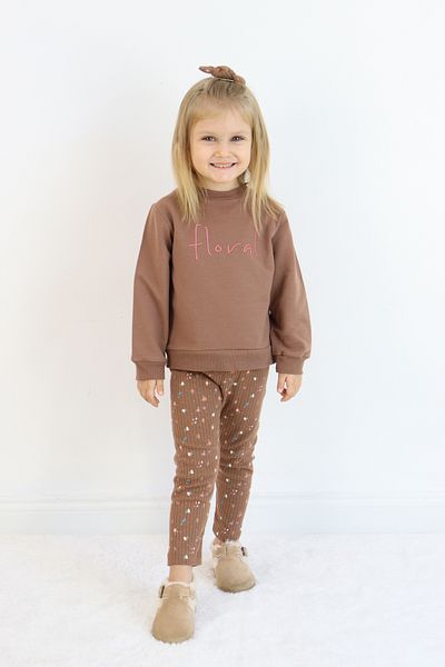 Pijamella Girls' Embroidered 2-Piece Set Oversize Sweatshirt Top-Lycra Leggings