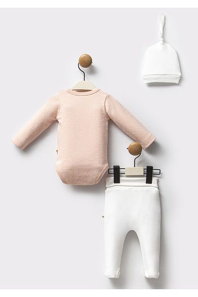 Moi Noi Baby Girl's Set 100% Cotton Body Pant Hat Set of 3