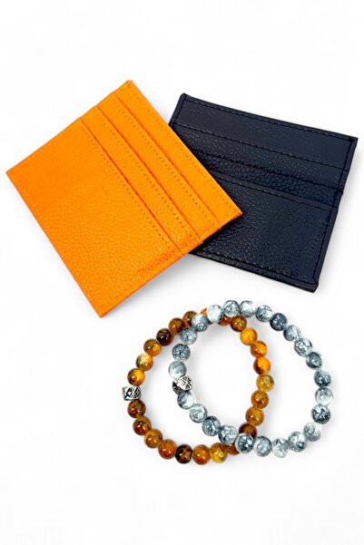 SürLaz Orange Vegan Leather Card Holder Black Vegan Leather Card Holder Lucky...
